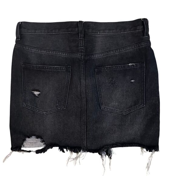 We the Free Distressed Denim Mini Black Jean Destroyed Skirt Free People Size 30 - Picture 3 of 11